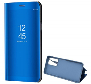 Tok álló (aktív FLIP, oldalra nyíló, asztali tartó funkció, tükrös felület, Mirror View Case) KÉK [Samsung Galaxy A53 (SM-A536) 5G]