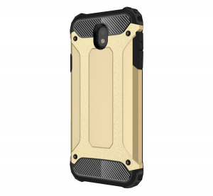 Defender műanyag telefonvédő (közepesen ütésálló, légpárnás sarok, szilikon belső, fémhatás) ARANY [Samsung Galaxy J7 (2017) SM-J730]