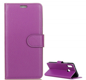 Tok &aacute;ll&oacute;, bőr hat&aacute;s&uacute; (FLIP, oldalra ny&iacute;l&oacute;, asztali tart&oacute; funkci&oacute;, pr&eacute;mium) LILA [Huawei Y7 2019 (Y7 Prime 2019)]