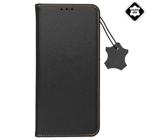 Tok álló, valódi bőr (FLIP, oldalra nyíló, asztali tartó funkció) FEKETE [Xiaomi Redmi 10 (2021)]