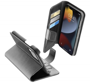 CELLULARLINE BOOK AGENDA tok &aacute;ll&oacute;, bőr hat&aacute;s&uacute; (FLIP, oldalra ny&iacute;l&oacute;, asztali tart&oacute; funkci&oacute;, RFID v&eacute;delem) FEKETE [Apple iPhone 13 Pro Max]