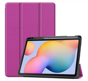 Tok &aacute;ll&oacute;, bőr hat&aacute;s&uacute; (akt&iacute;v FLIP, oldalra ny&iacute;l&oacute;, TRIFOLD asztali tart&oacute; funkci&oacute;, S Pen tart&oacute;) LILA [Samsung Galaxy Tab S6 Lite 10.4 LTE (SM-P619) 2022]