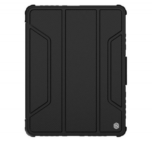 NILLKIN BUMPER PRO műanyag telefonv&eacute;dő (akt&iacute;v FLIP, szilikon keret, k&ouml;zepesen &uuml;t&eacute;s&aacute;ll&oacute;, asztali tart&oacute; funkci&oacute;) FEKETE [Apple IPAD 10.2 (2020)]