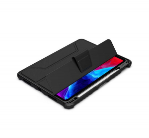 NILLKIN BUMPER PRO műanyag telefonv&eacute;dő (akt&iacute;v FLIP, szilikon keret, k&ouml;zepesen &uuml;t&eacute;s&aacute;ll&oacute;, asztali tart&oacute; funkci&oacute;) FEKETE [Apple IPAD 10.2 (2020)]