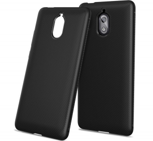 Szilikon telefonvédő (közepesen ütésálló, csíkos minta) FEKETE [Nokia 3.1]