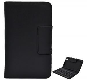 SEENDA tok álló, bőr hatású (FLIP, bluetooth billentyűzet, asztali tartó, QWERTY, angol nyelvű) FEKETE [Samsung Galaxy Tab Pro 8.4 WIFI (SM-T320)]