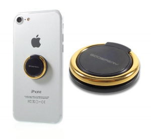 MERCURY RING telefontartó gyűrű (fém, ragasztható, telefon tartó, kitámasztó, 360°-ban forgatható) FEKETE / ARANY