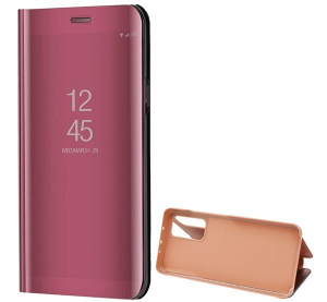 Tok álló (aktív FLIP, oldalra nyíló, asztali tartó funkció, tükrös felület, Mirror View Case) ROZÉARANY [Xiaomi Mi 10T Pro 5G]