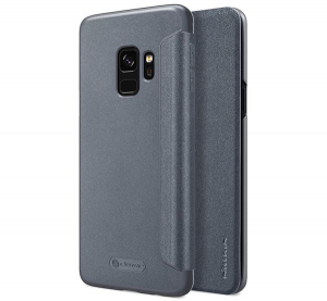 NILLKIN SPARKLE műanyag telefonvédő (bőr hatású FLIP, oldalra nyíló) FEKETE [Samsung Galaxy S9 (SM-G960)]