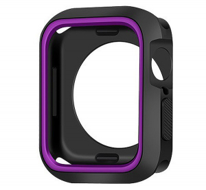Szilikon keret (ütésálló) FEKETE / LILA [Apple Watch Series SE 44mm]