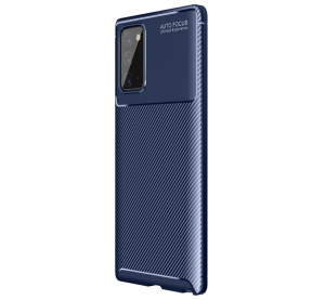 Szilikon telefonvédő (közepesen ütésálló, légpárnás sarok, karbon minta) SÖTÉTKÉK [Samsung Galaxy Note 20 5G (SM-N981F)]