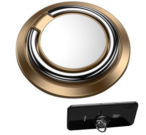 Telefontartó gyűrű (fém, ragasztható, telefon tartó, kitámasztó, 360°-ban forgatható) ARANY