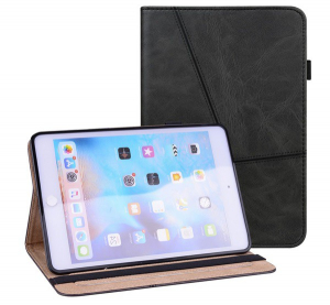 Tok álló, bőr hatású (aktív FLIP, oldalra nyíló, asztali tartó funkció, bankkártya tartó, koptatott bőrhatás) FEKETE [Apple IPAD mini 6 (2021)]