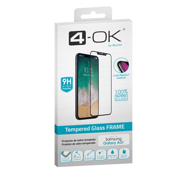 4-OK képernyővédő üveg (3D full glue, íves, teljes felületén tapad, tok barát, karcálló, 9H) FEKETE [Samsung Galaxy A31 (SM-A315F)]