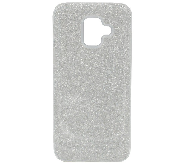 Szilikon telefonvédő (műanyag belső, csillogó hátlap) EZÜST [Samsung Galaxy A6 (2018) SM-A600F]