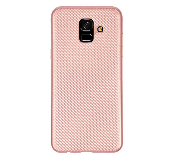 Szilikon telefonvédő (karbon minta) ROZÉARANY [Samsung Galaxy A6 (2018) SM-A600F]