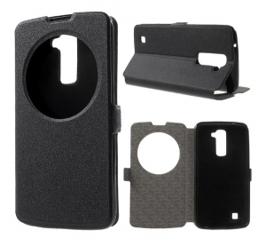 Tok &aacute;ll&oacute;, bőr hat&aacute;s&uacute; (FLIP, oldalra ny&iacute;l&oacute;, asztali tart&oacute; funkci&oacute;, h&iacute;v&oacute;kijelz&eacute;s, View Window, &eacute;rdes fel&uuml;let) FEKETE [LG K10 (K420n)]