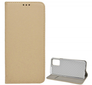 Tok &aacute;ll&oacute;, bőr hat&aacute;s&uacute; (FLIP, oldalra ny&iacute;l&oacute;, asztali tart&oacute; funkci&oacute;, rombusz minta) ARANY [LG K62 (LMK525)]