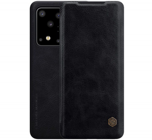 NILLKIN QIN tok &aacute;ll&oacute;, bőr hat&aacute;s&uacute; (FLIP, oldalra ny&iacute;l&oacute;, bankk&aacute;rtya tart&oacute;) FEKETE [Samsung Galaxy S20 Ultra 5G (SM-G988B)]