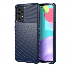 Szilikon telefonvédő (közepesen ütésálló, csíkos, dombor minta) SÖTÉTKÉK [Samsung Galaxy A52s 5G (SM-A528)]