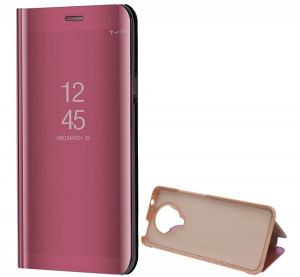 Tok álló (aktív FLIP, oldalra nyíló, asztali tartó funkció, tükrös felület, Mirror View Case) ROZÉARANY [Xiaomi Pocophone F2 Pro]