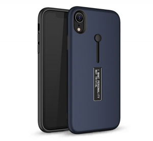 Műanyag telefonvédő (gumírozott, ujjra húzható szilikon) SÖTÉTKÉK [Apple iPhone XS Max 6.5]
