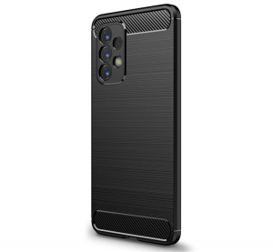 Szilikon telefonvédő (közepesen ütésálló, légpárnás sarok, szálcsiszolt, karbon minta) FEKETE [Samsung Galaxy A53 (SM-A536) 5G]