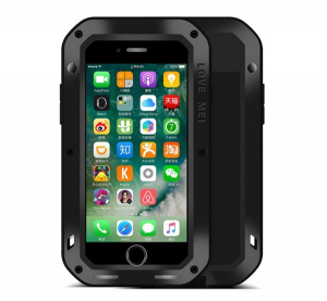 LOVE MEI Powerful defender telefonvédő (fém keret, extrém ütésálló, cseppálló, porálló + Gorilla Glass üveg) FEKETE [Apple iPhone SE 3 (2022)]