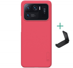 NILLKIN SUPER FROSTED műanyag telefonv&eacute;dő (gum&iacute;rozott, &eacute;rdes fel&uuml;let + asztali tart&oacute;) PIROS [Xiaomi Mi 11 Ultra 5G]