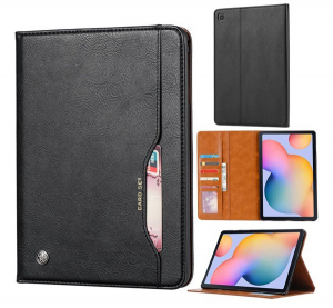 Tok &aacute;ll&oacute;, bőr hat&aacute;s&uacute; (FLIP, oldalra ny&iacute;l&oacute;, asztali tart&oacute; funkci&oacute;, pr&eacute;mium) FEKETE [Samsung Galaxy Tab S6 Lite 10.4 LTE (SM-P619) 2022]