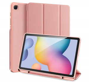 DUX DUCIS DOMO tok &aacute;ll&oacute;, bőr hat&aacute;s&uacute; roz&eacute;arany Samsung Galaxy Tab S6 Lite 10.4 LTE (SM-P625)