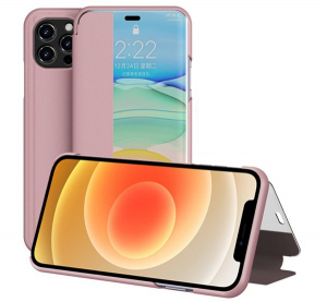 Tok &aacute;ll&oacute;, bőr hat&aacute;s&uacute; (FLIP, oldalra ny&iacute;l&oacute;, asztali tart&oacute; funkci&oacute;, h&iacute;v&oacute;sz&aacute;mkijelz&eacute;s, View Window) R&Oacute;ZSASZ&Iacute;N [Apple iPhone 12 Pro Max]