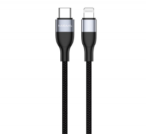 USAMS MJEMS adat&aacute;tviteli k&aacute;bel (Type-C - lightning 8pin, gyorst&ouml;lt&eacute;s, 120cm, MFi enged&eacute;lyes, cipőfűző minta) FEKETE (SJ330_B)