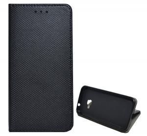 Tok &aacute;ll&oacute;, bőr hat&aacute;s&uacute; (FLIP, oldalra ny&iacute;l&oacute;, asztali tart&oacute; funkci&oacute;, rombusz minta) FEKETE [Samsung Galaxy Xcover 4s (SM-G398F)]