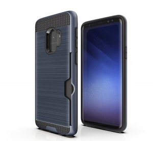 Műanyag telefonv&eacute;dő (szilikon belső, k&ouml;zepesen &uuml;t&eacute;s&aacute;ll&oacute;, bankk&aacute;rtya tart&oacute;, sz&aacute;lcsiszolt minta) S&Ouml;T&Eacute;TK&Eacute;K [Samsung Galaxy S9 (SM-G960)]