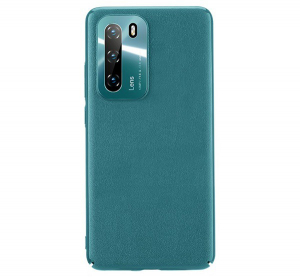 JOYROOM STAR LORD műanyag telefonvédő (ultravékony, fém kameravédő keret, bőr hatású bevonat) ZÖLD [Huawei P40]