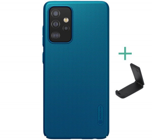 NILLKIN SUPER FROSTED műanyag telefonv&eacute;dő (gum&iacute;rozott, &eacute;rdes fel&uuml;let + asztali tart&oacute;) S&Ouml;T&Eacute;TK&Eacute;K [Samsung Galaxy A52s 5G (SM-A528)]