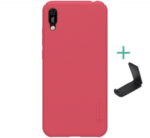 NILLKIN SUPER FROSTED műanyag telefonv&eacute;dő (gum&iacute;rozott, &eacute;rdes fel&uuml;let + asztali tart&oacute;) PIROS [Huawei Y6 2019 (Y6 Prime 2019)]