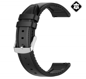 P&oacute;tsz&iacute;j (univerz&aacute;lis, 22 mm, val&oacute;di bőr, szilikon belső) FEKETE [Honor Watch GS 3]