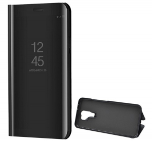Tok álló (aktív FLIP, oldalra nyíló, asztali tartó funkció, tükrös felület, Mirror View Case) FEKETE [Xiaomi Redmi 9]