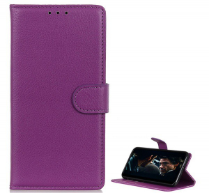 Tok álló, bőr hatású (FLIP, oldalra nyíló, asztali tartó funkció, prémium) LILA [Xiaomi Redmi Note 8T]