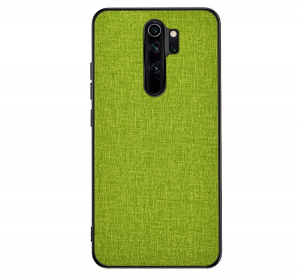 Műanyag telefonvédő (közepesen ütésálló, szilikon keret, textil hátlap) ZÖLD [Xiaomi Redmi 9]