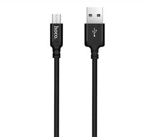 HOCO X14 adatkábel és töltő (USB - microUSB, gyorstöltés támogatás, 100cm, törésgátló, cipőfűző) FEKETE (X14_MICRO_1M_B)