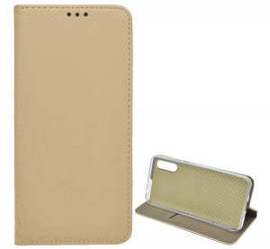 Tok &aacute;ll&oacute;, bőr hat&aacute;s&uacute; (FLIP, oldalra ny&iacute;l&oacute;, asztali tart&oacute; funkci&oacute;, rombusz minta) ARANY [Huawei Y8p]