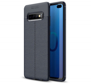 Szilikon telefonv&eacute;dő (k&ouml;zepesen &uuml;t&eacute;s&aacute;ll&oacute;, bőr hat&aacute;s&uacute;, varr&aacute;s minta) S&Ouml;T&Eacute;TK&Eacute;K [Samsung Galaxy S10 Plus (SM-G975)]