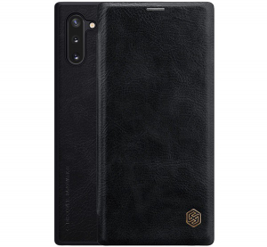 NILLKIN QIN tok &aacute;ll&oacute;, bőr hat&aacute;s&uacute; (FLIP, oldalra ny&iacute;l&oacute;, bankk&aacute;rtya tart&oacute;) FEKETE [Samsung Galaxy Note 10 (SM-N970F)]