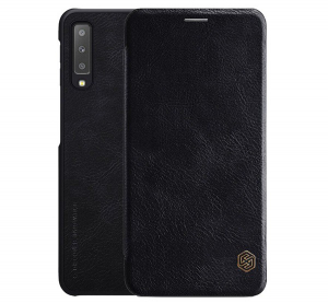 NILLKIN QIN tok &aacute;ll&oacute;, bőr hat&aacute;s&uacute; (FLIP, oldalra ny&iacute;l&oacute;, bankk&aacute;rtya tart&oacute;) FEKETE [Samsung Galaxy A7 (2018) SM-A750F]