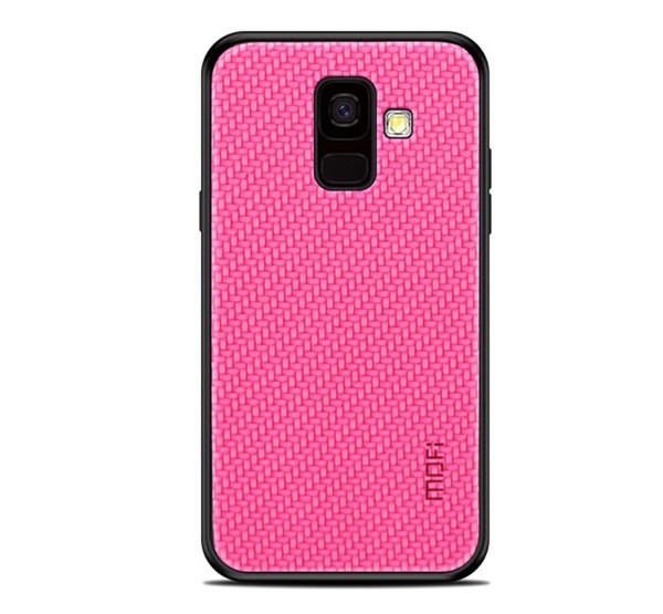MOFI HONOR műanyag telefonvédő (szilikon keret, bőr hatású hátlap, fonott minta) MAGENTA [Samsung Galaxy A6 (2018) SM-A600F]