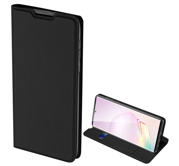 DUX DUCIS SKIN PRO tok álló, bőr hatású (FLIP, oldalra nyíló, bankkártya tartó, asztali tartó funkció) FEKETE [Samsung Galaxy Note 20 5G (SM-N981F)]