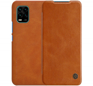 NILLKIN QIN tok &aacute;ll&oacute;, bőr hat&aacute;s&uacute; (FLIP, oldalra ny&iacute;l&oacute;, bankk&aacute;rtya tart&oacute;) BARNA [Xiaomi Mi 10 Lite 5G]
